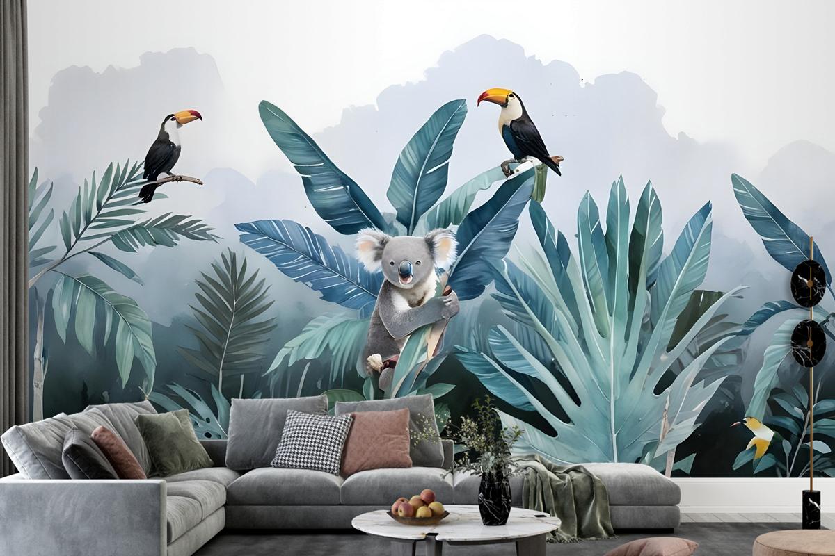 Tropical Forest With Koala Toucan Wallpaper Mural