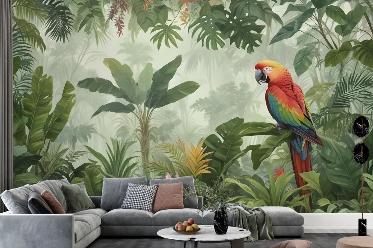 Tropical Jungle Plants Wallpaper Mural