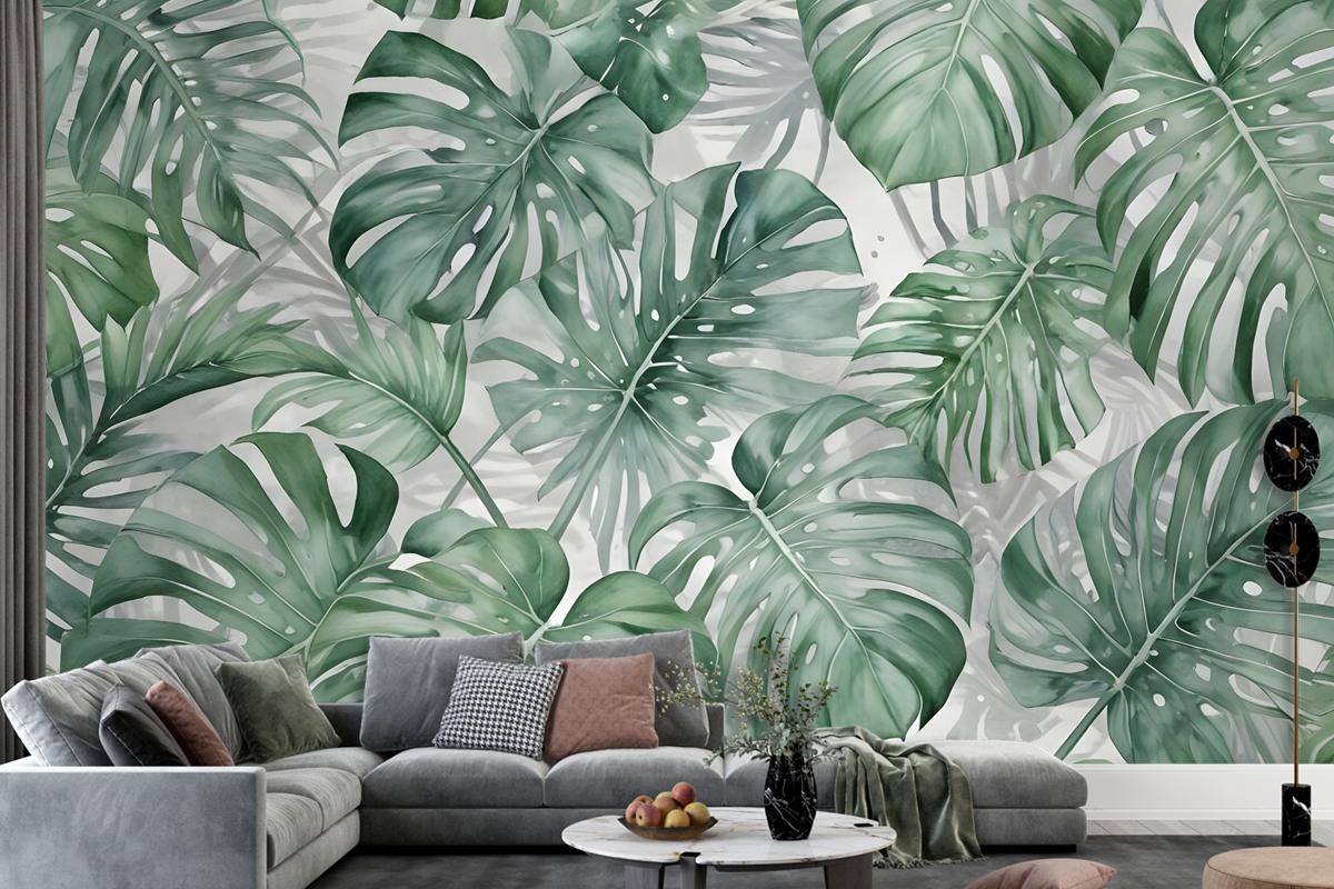 Tropical Leaf Pattern Wallpaper Mural