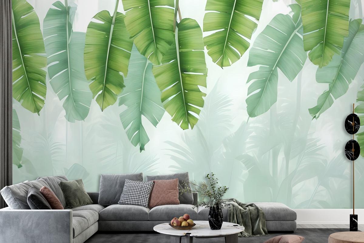 Tropical Leaves And Shading Leaf Wallpaper Mural