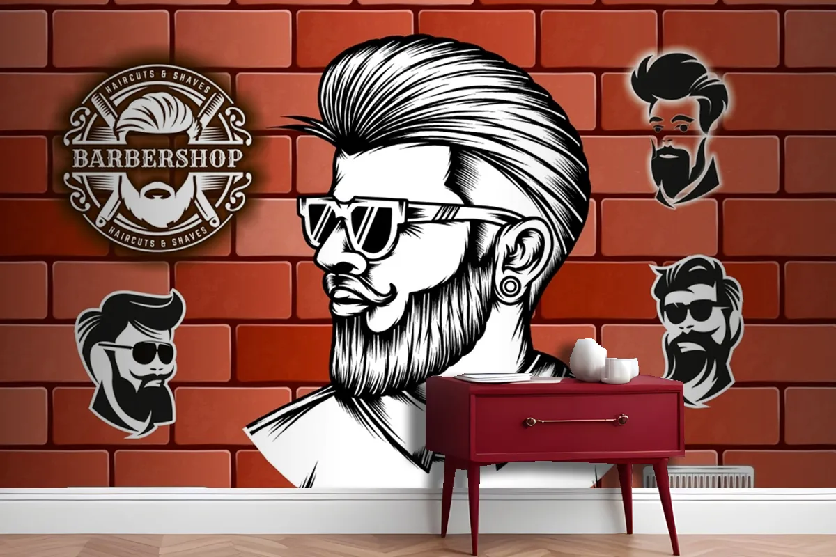 Tuğla Arka Plan Barbershop Duvar Kağıdı