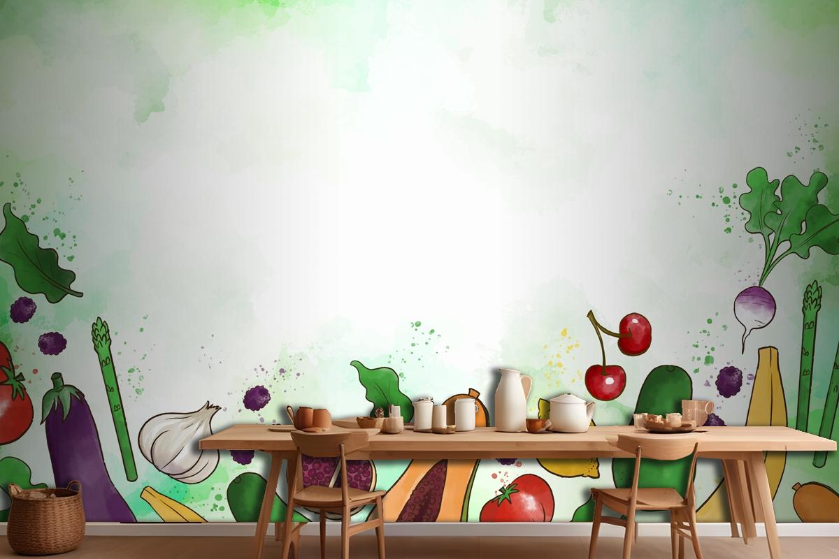 Vegetables And Fruit Wallpaper Mural