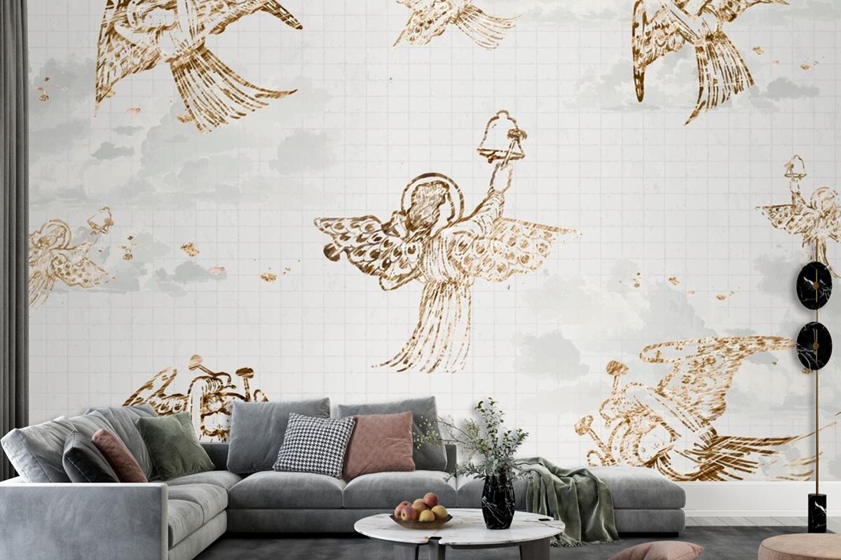 Vintage Angel Pattern Background Wallpaper Mural