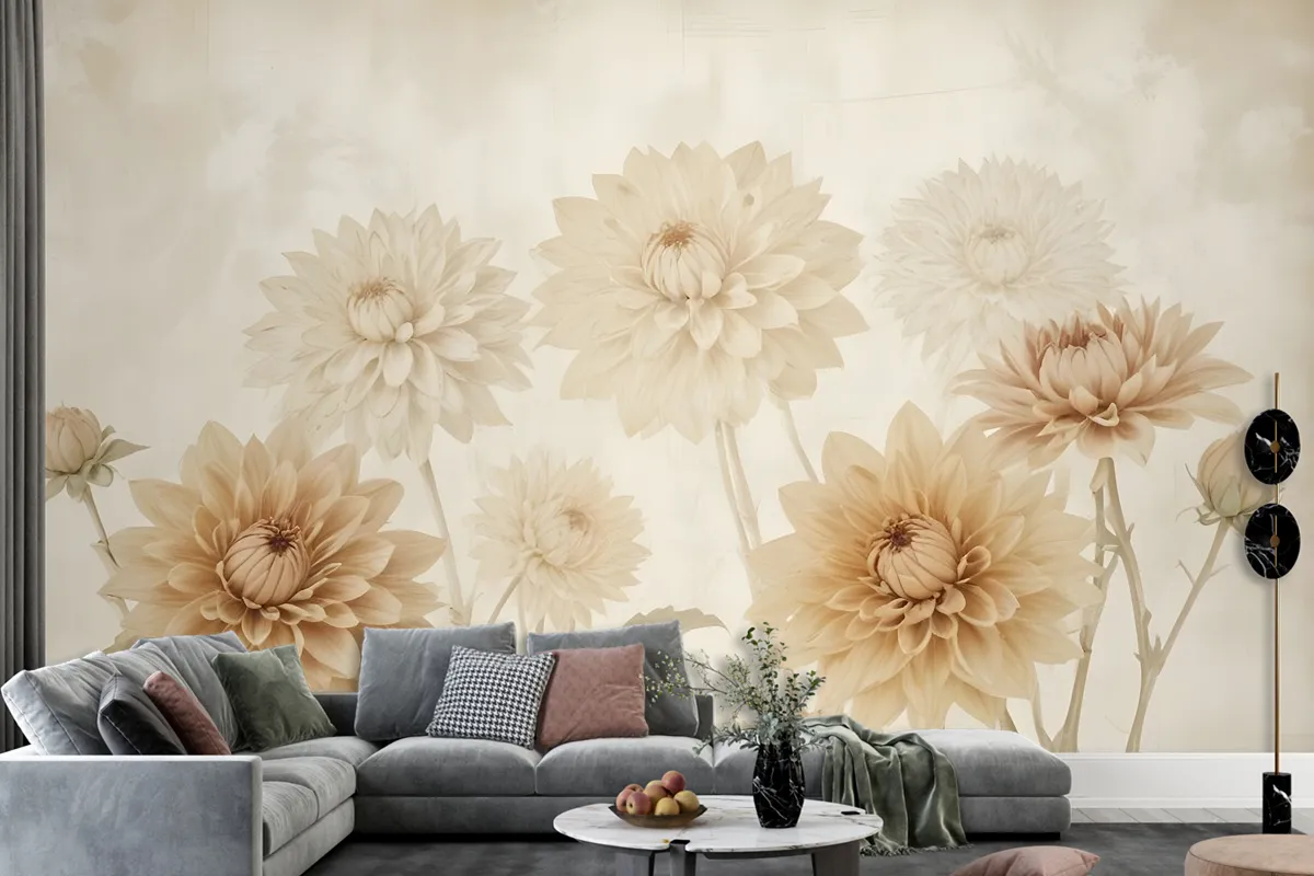 Vintage Dahlia Flower Wallpaper Mural