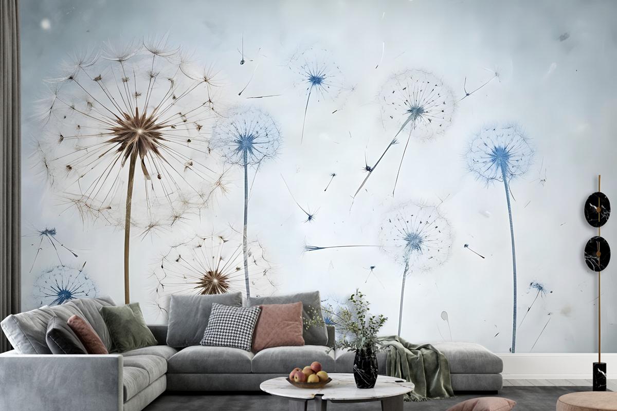 Vintage Dandelion Floral Wallpaper Mural