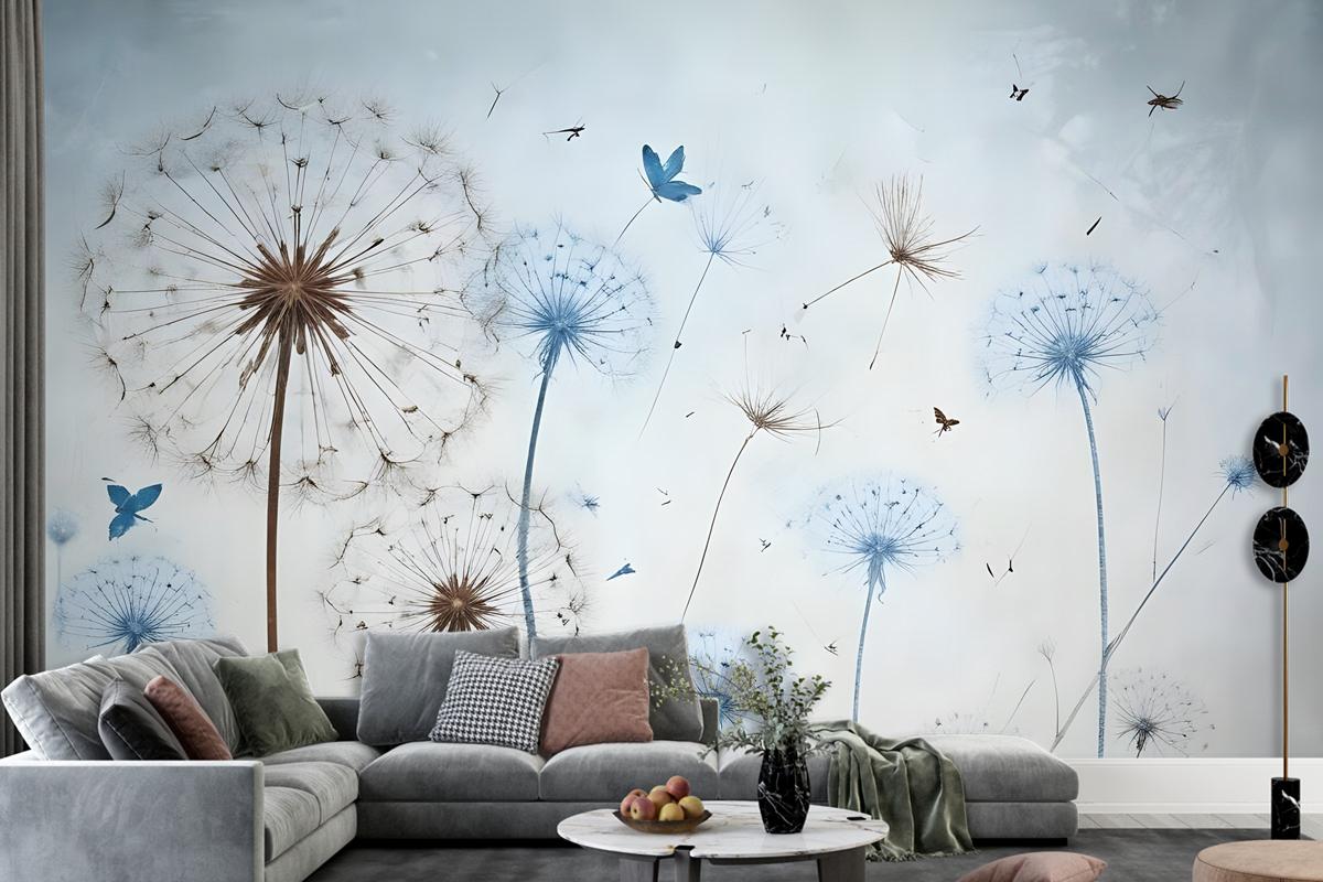 Vintage Dandelion Floral Wallpaper Mural