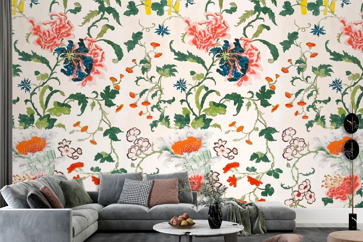 Vintage Floral Pattern Wallpaper Mural