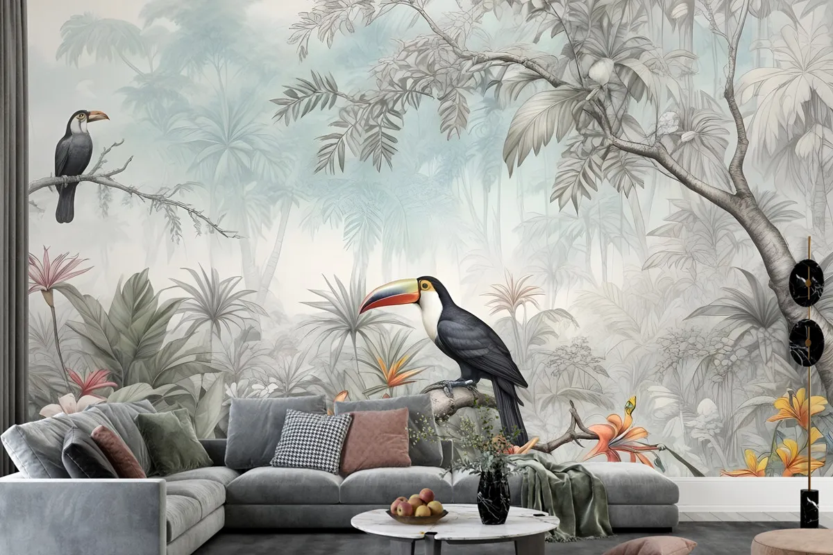 Vintage Historic Paradise Bird Art Wallpaper Mural