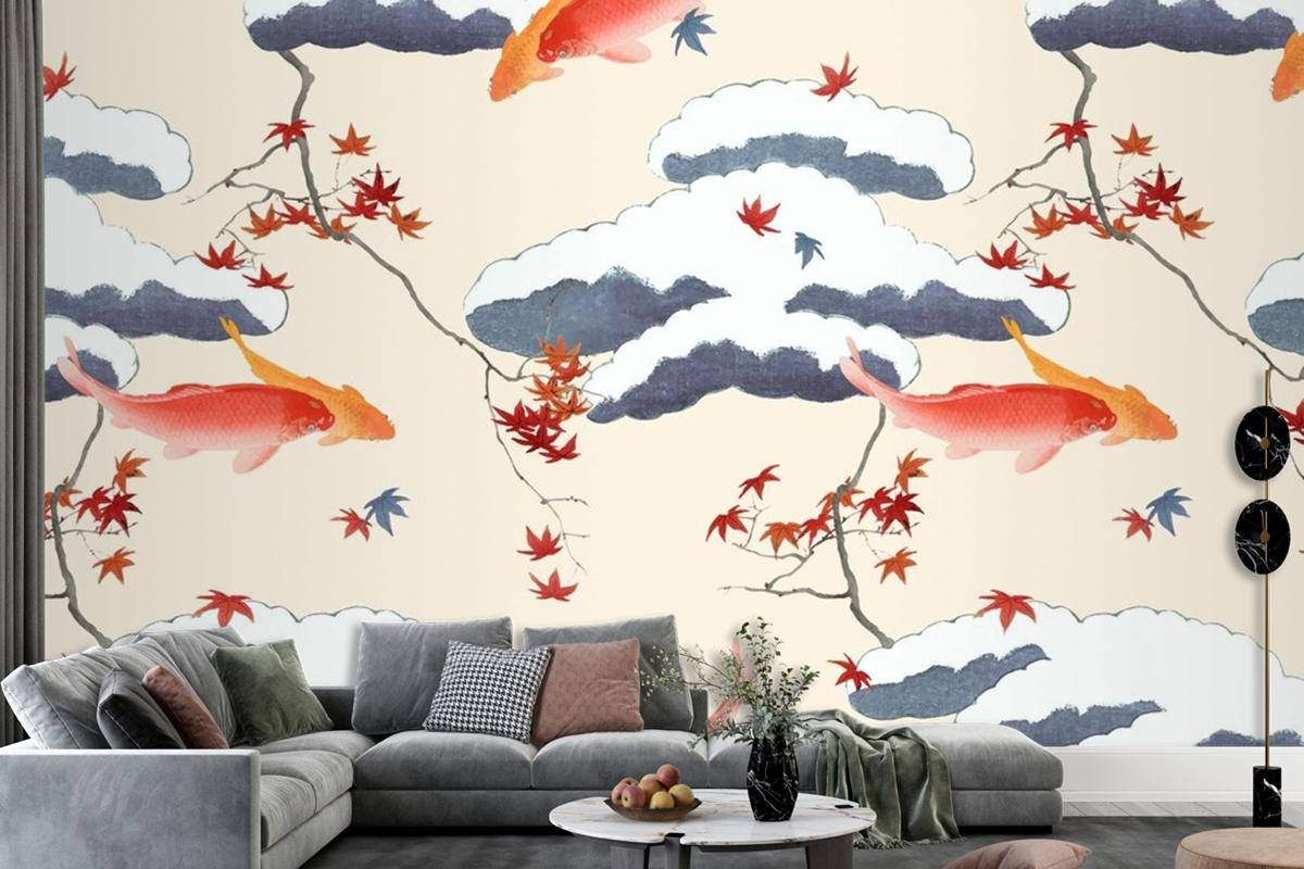 Vintage Japanese Seamless Pattern Wallpaper Mural