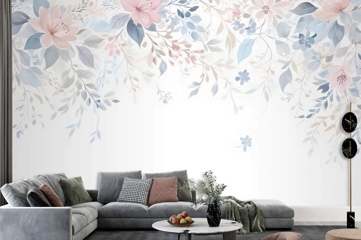 Vintage Retro Floral Art Wallpaper Mural