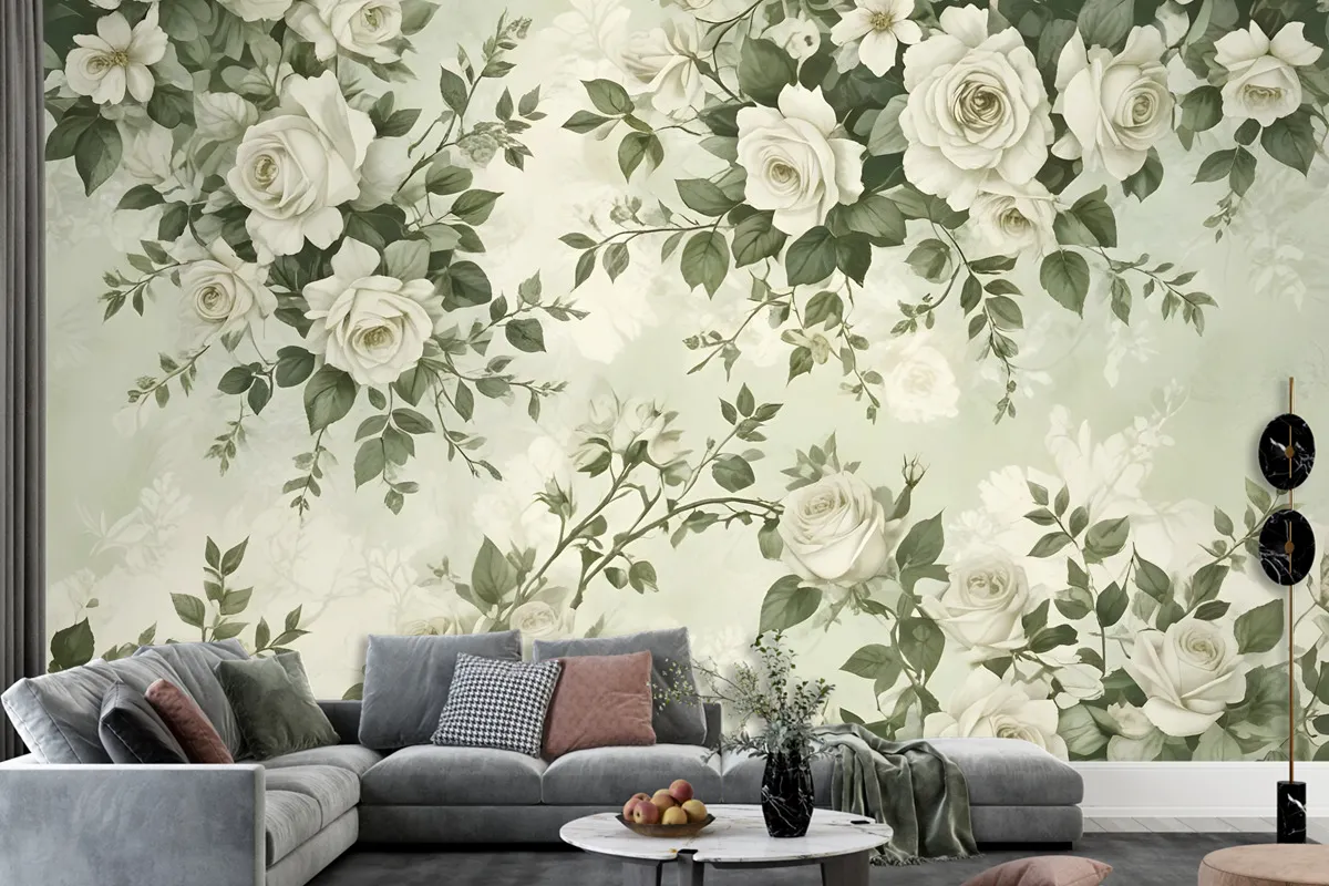 Vintage Rose Flower Wallpaper Mural