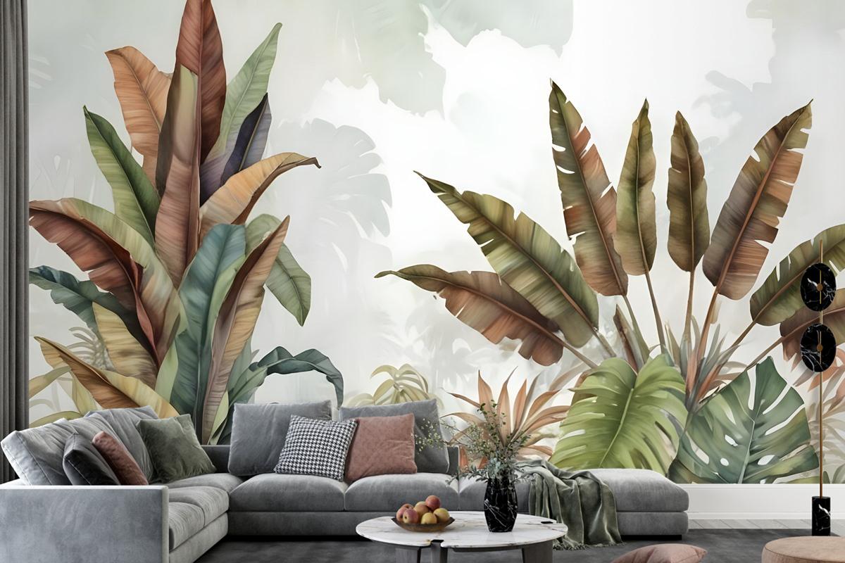 Vintage Tropical Leaf Wallpaper Mural