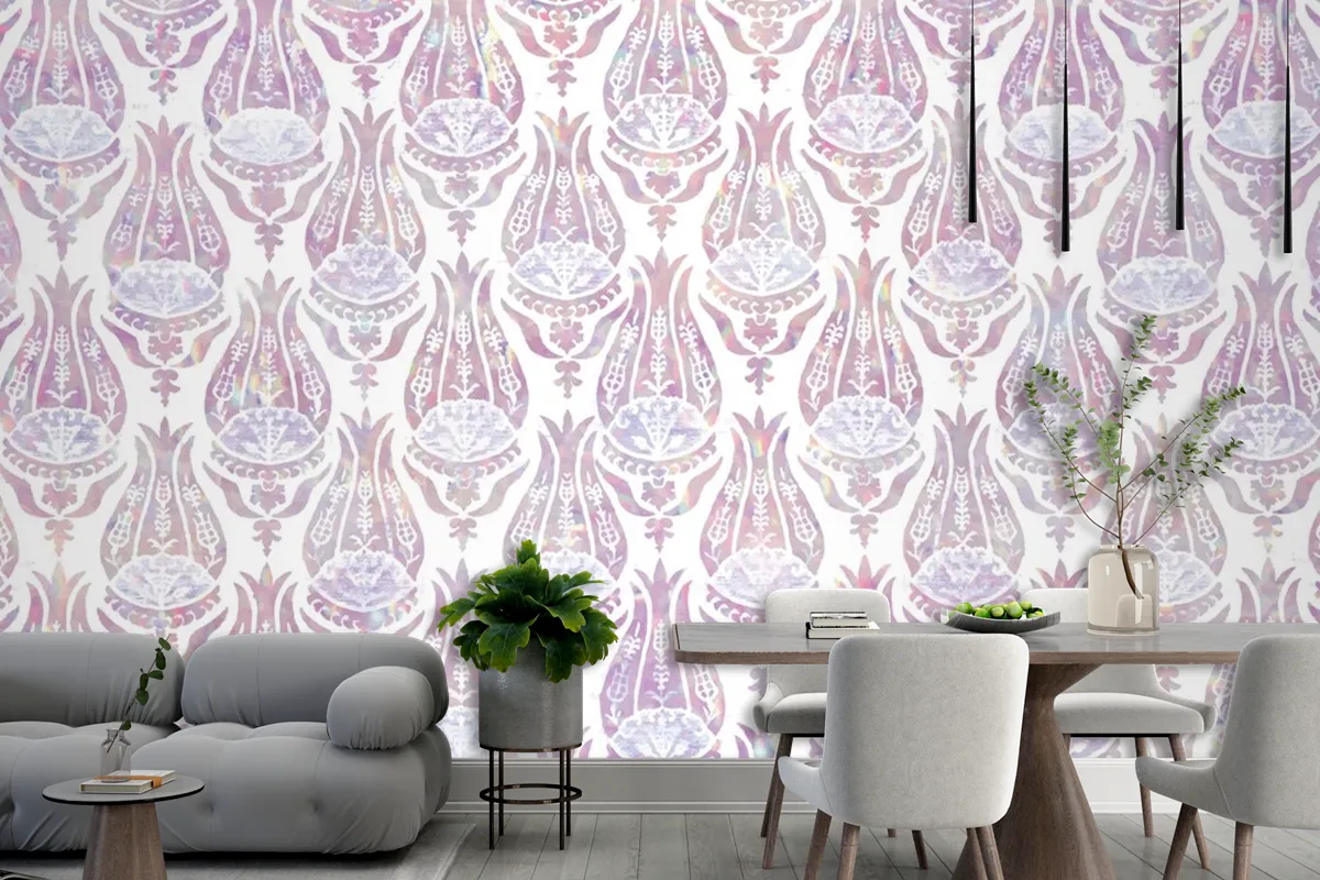 Vintage Tulip Holographic Pattern Wallpaper Mural