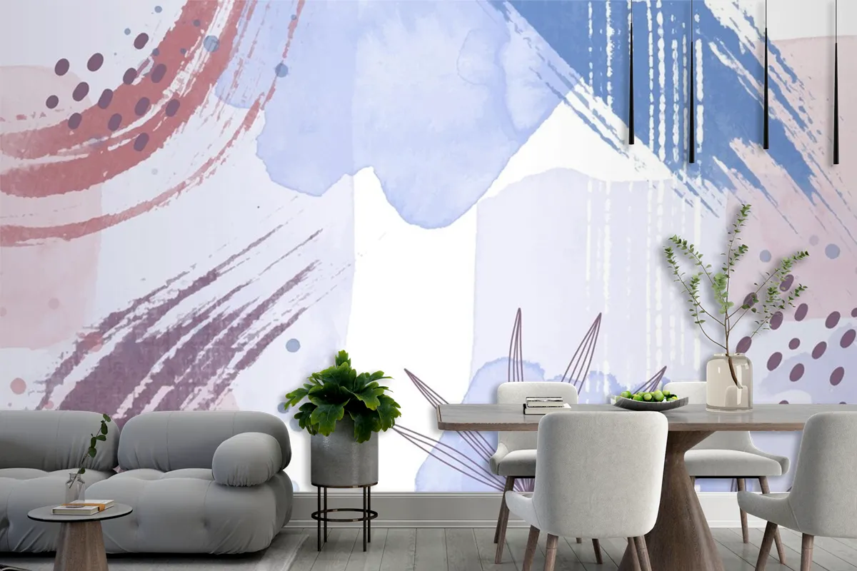 Watercolor Abstract Background With Leaves Wallpaper Mural