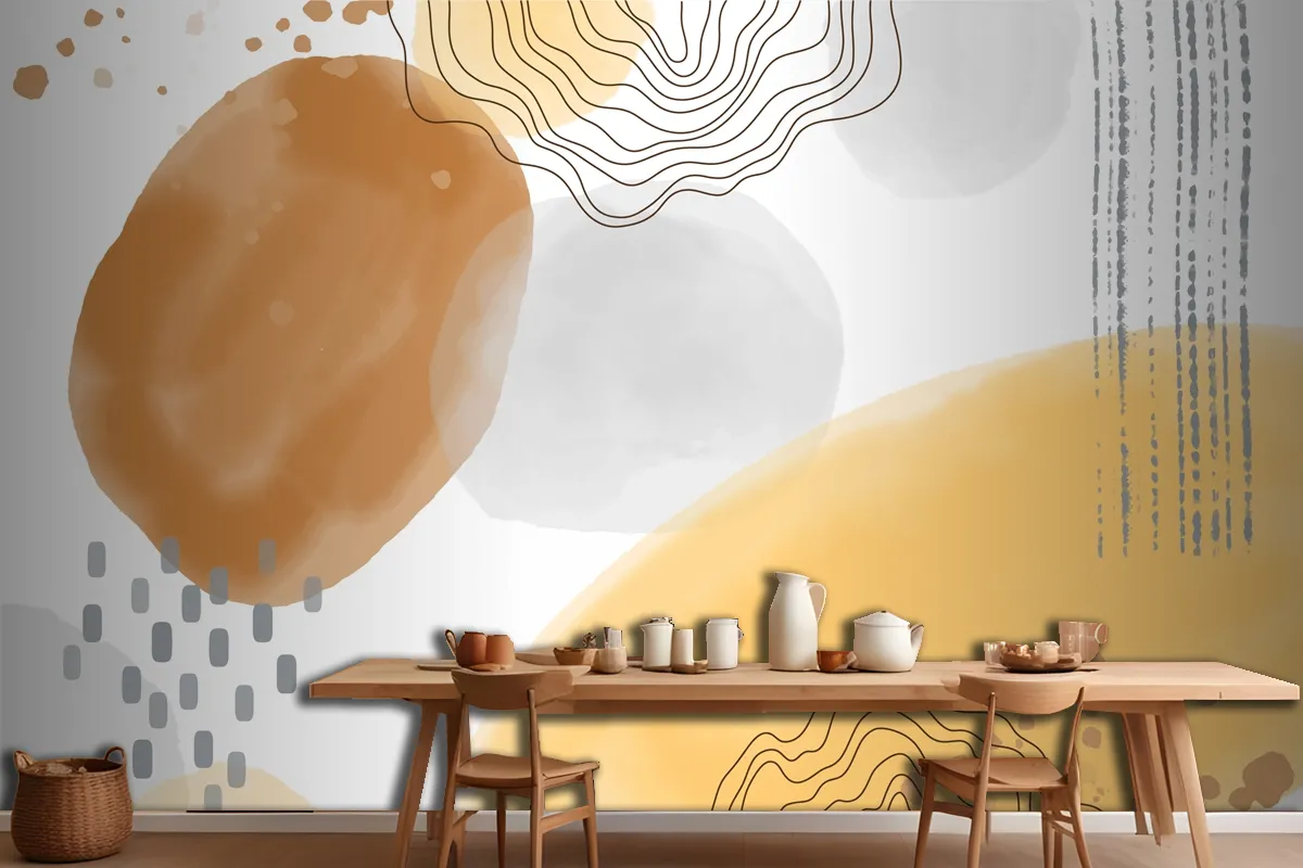 Watercolor Abstract Doodle Background Kitchen Wallpaper Mural