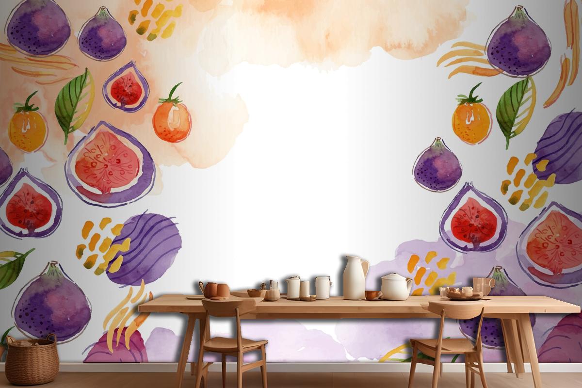 Watercolor Abstract Doodle Wallpaper Mural