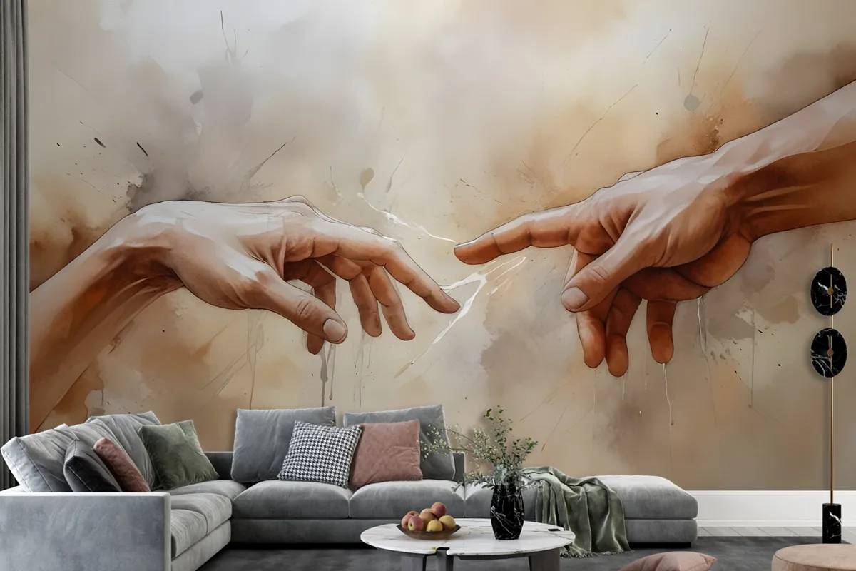 Watercolor Abstract Hands Wallpaper Mural