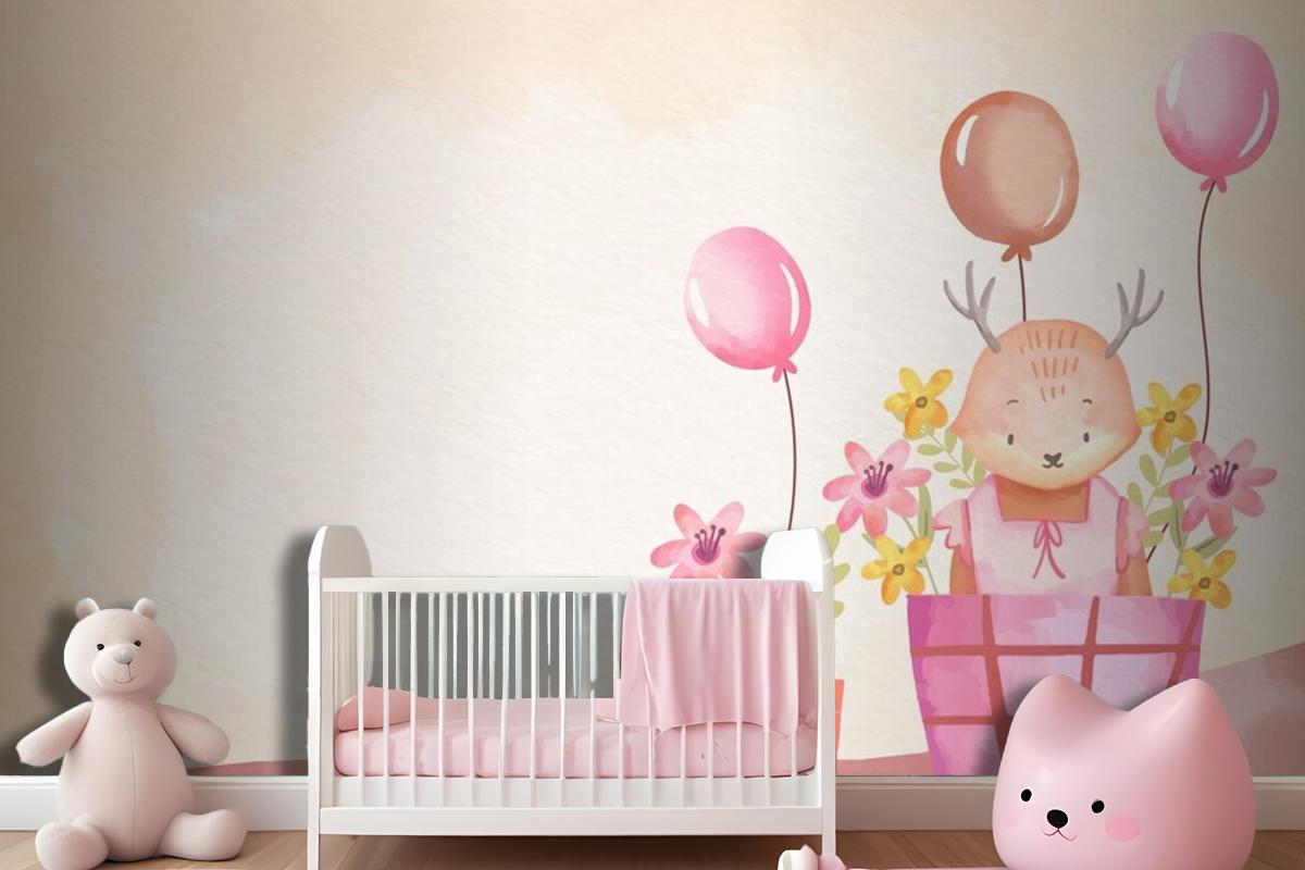 Watercolor Baby Girl Background Girl Wallpaper Mural