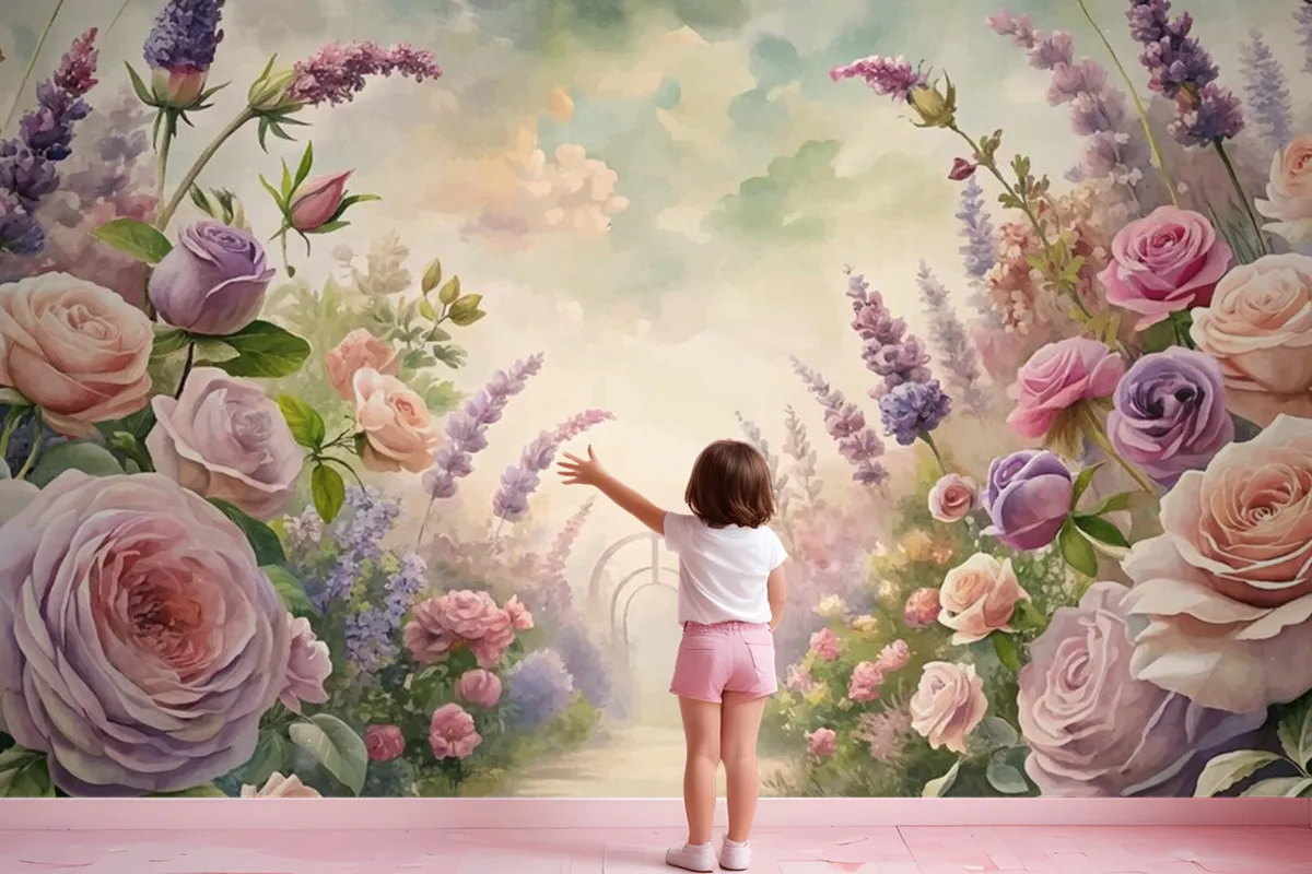 Watercolor Background Inspired By Garden Wallpaper Mural