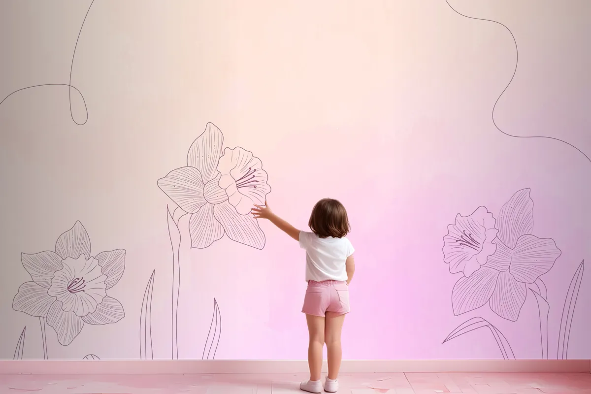 Watercolor Background With Hand Drawn Elements Wallpaper Mural