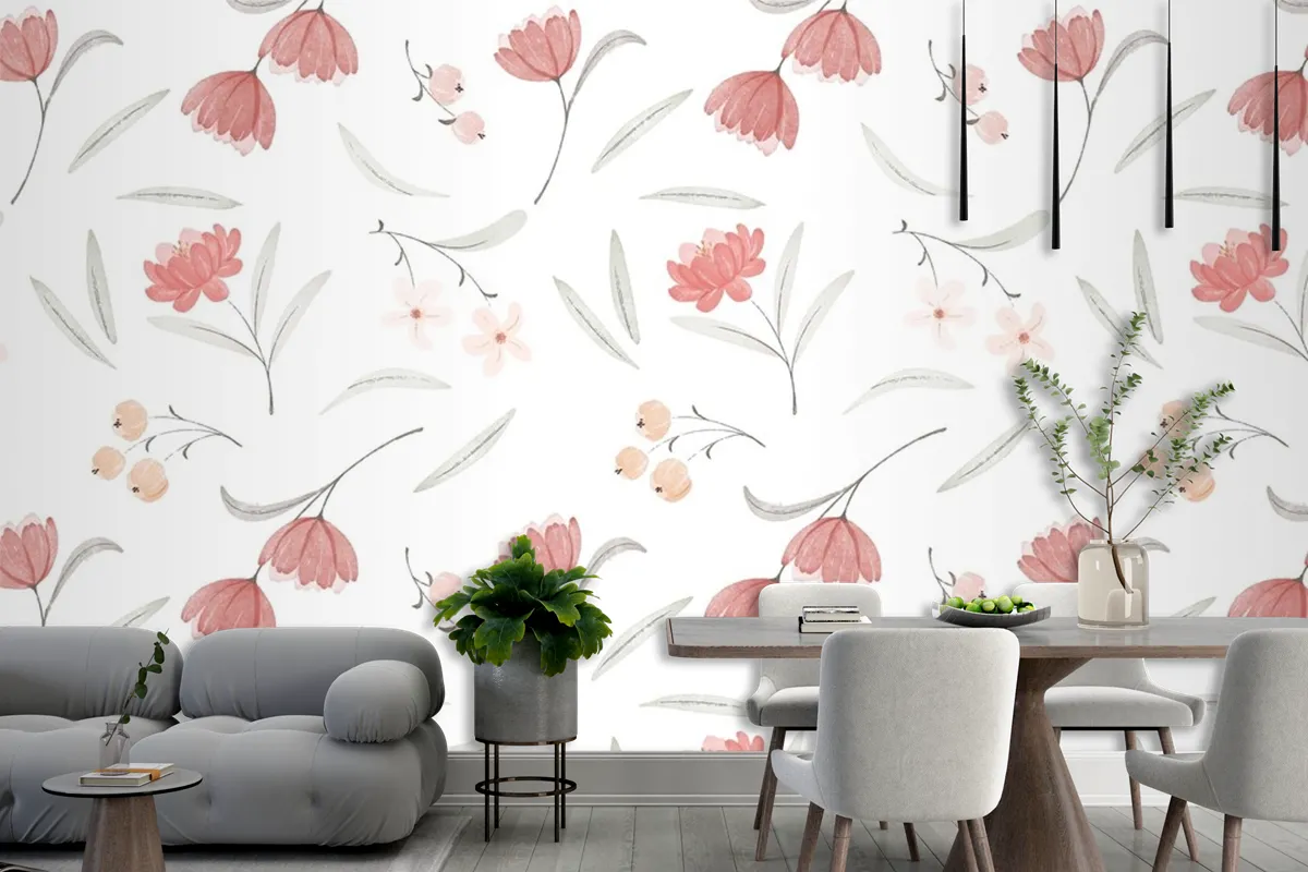 Watercolor Boho Pattern Design Wallpaper Mural