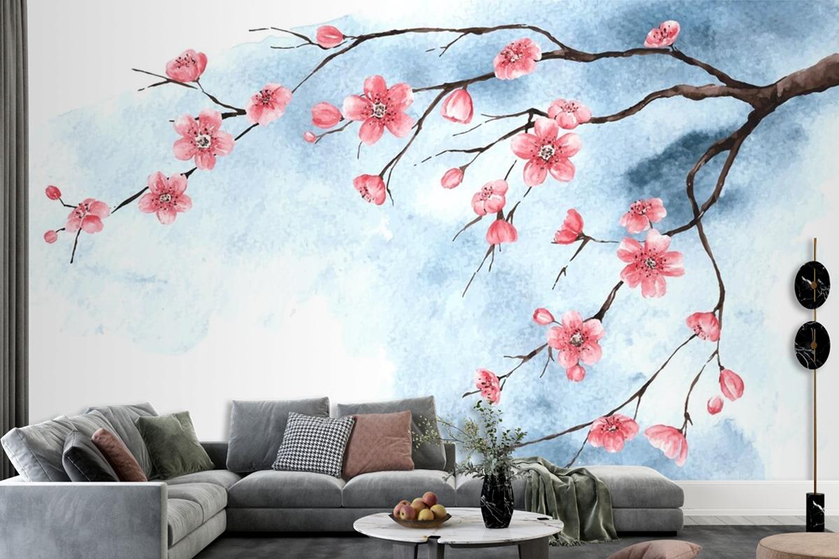 Watercolor Cherry Blossom Wallpaper Mural