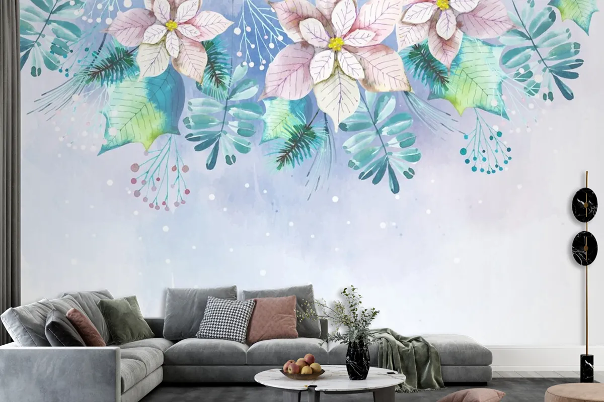 Watercolor Christmas Background Theme Wallpaper Mural