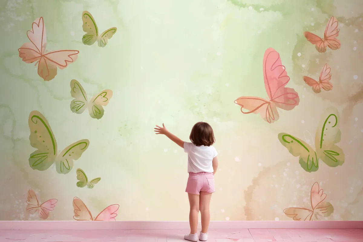 Watercolor Colorful Butterfly Background Wallpaper Mural