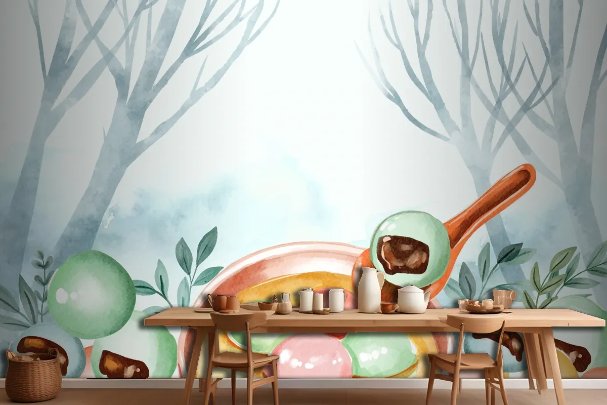 Watercolor Dongzhi Festival Background Kitchen Wallpaper Mural