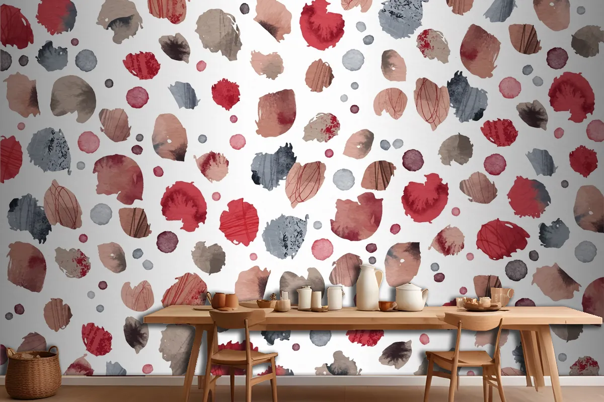 Watercolor Dotty Pattern Kitchen Wallpaper Mural