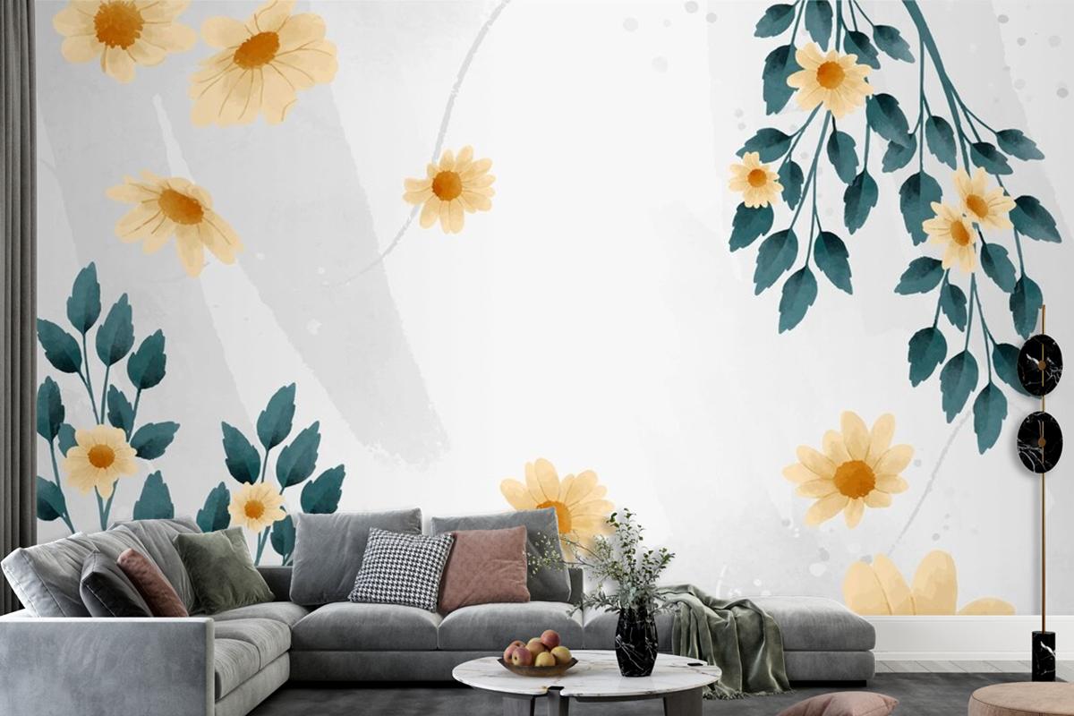 Watercolor Floral Background Design Wallpaper Mural