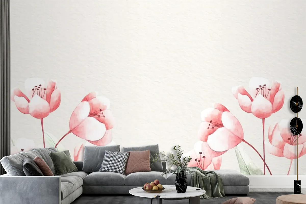 Watercolor Floral Background With Soft Colors Wallpaper Mural