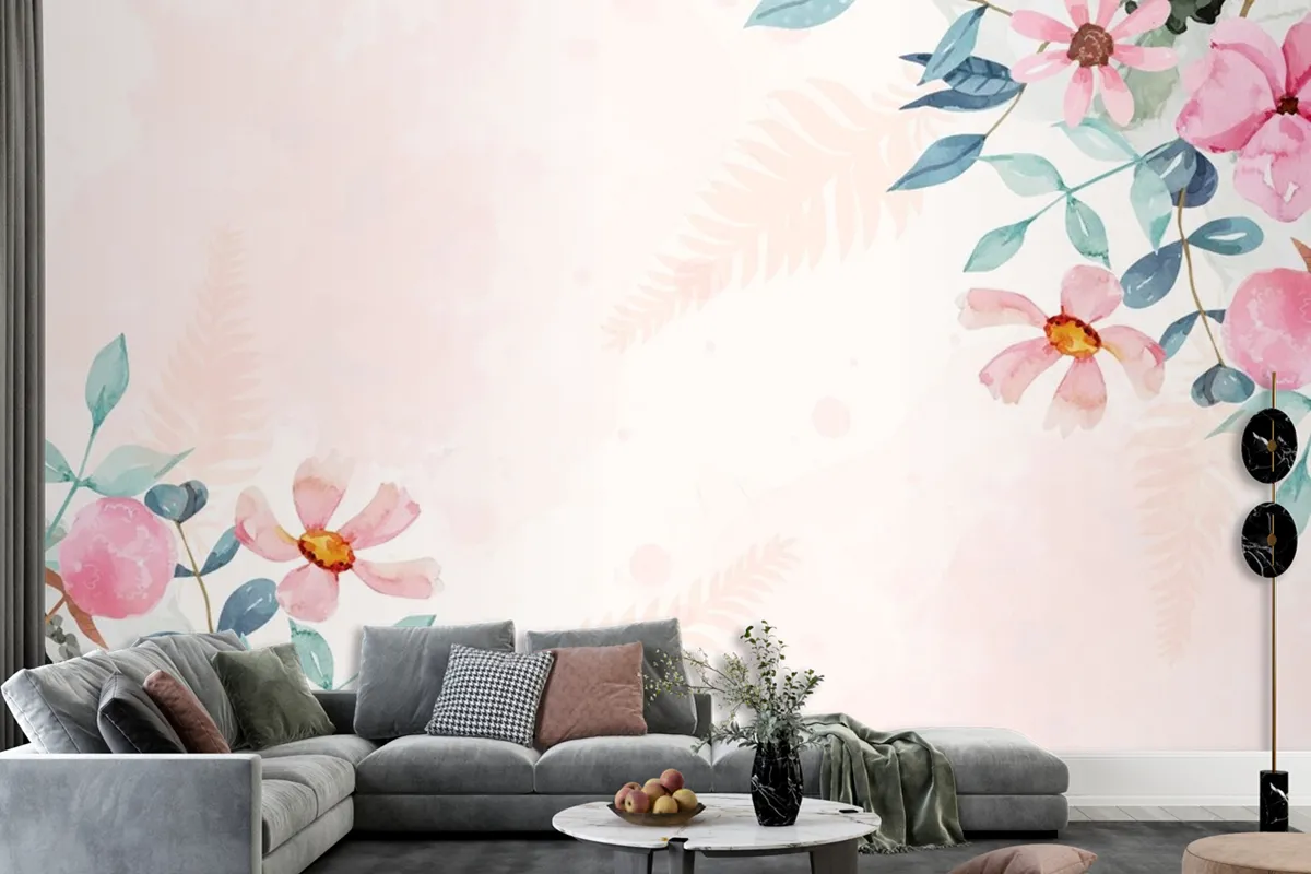 Watercolor Floral Background Wallpaper Mural