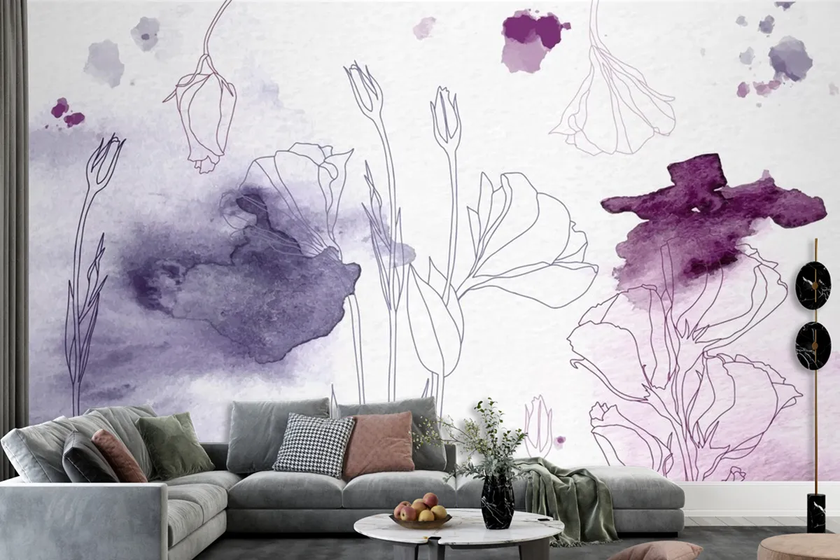 Watercolor Floral Background Wallpaper Mural