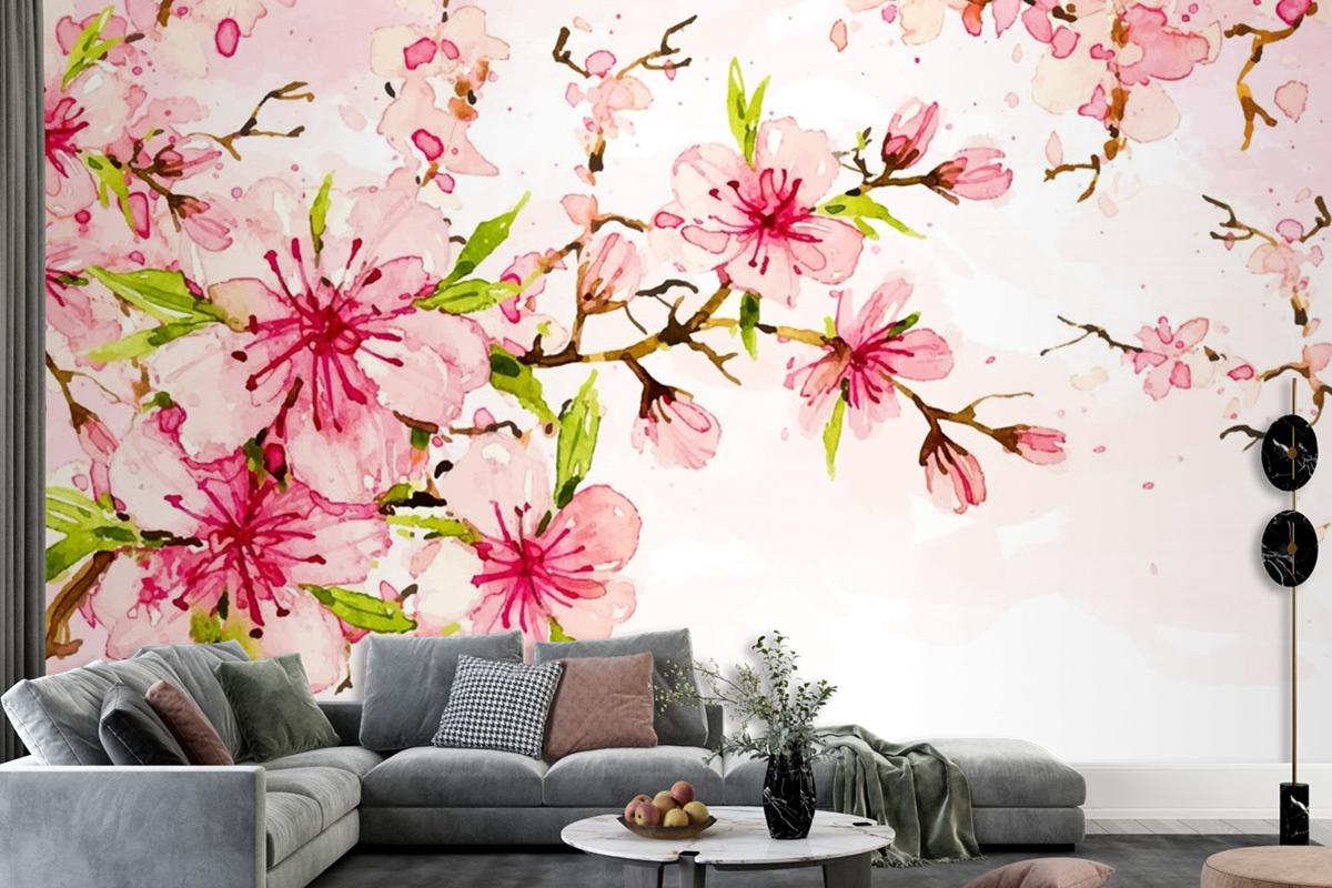 Watercolor Floral Background Wallpaper Mural