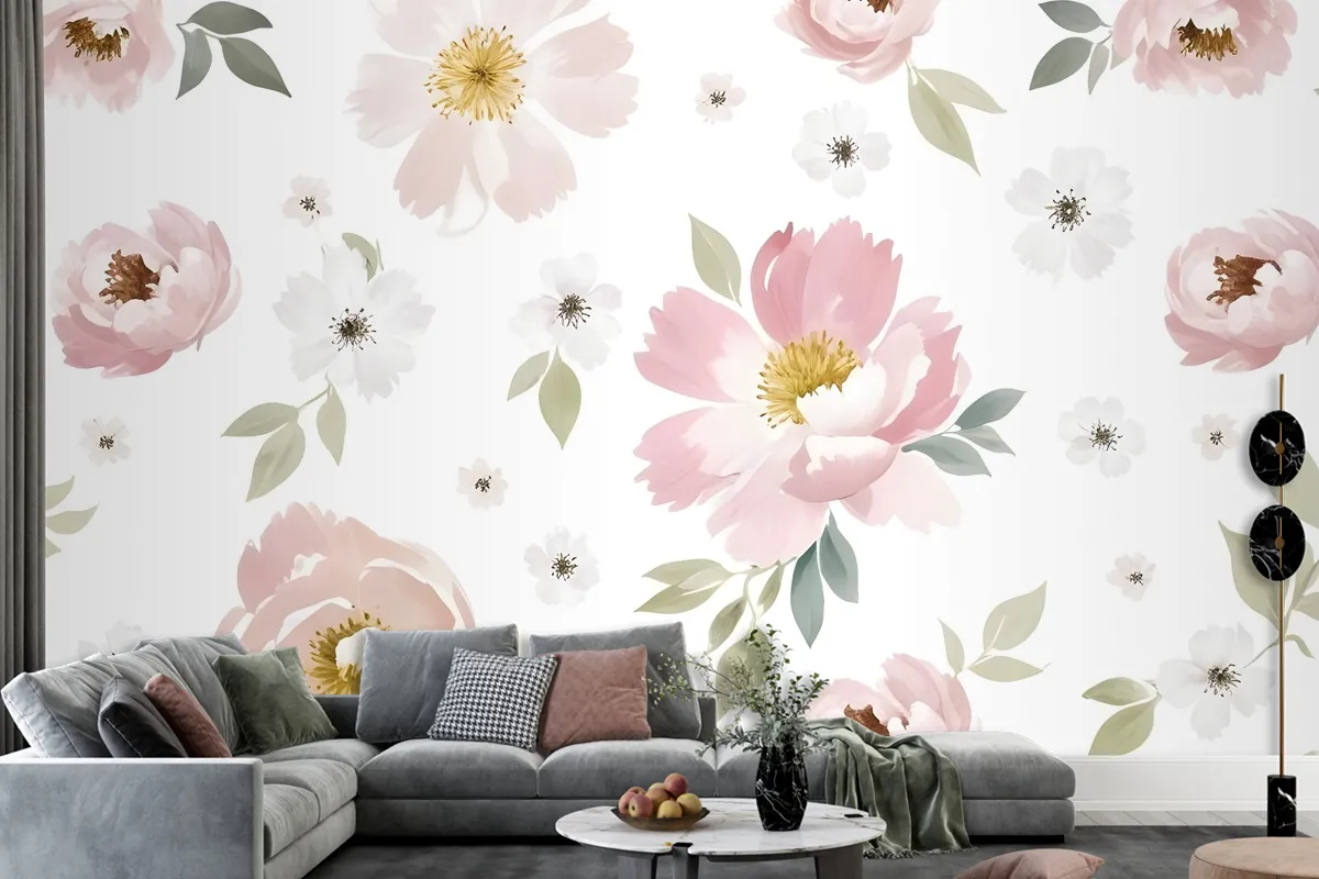 Watercolor Floral Wallpaper Mural