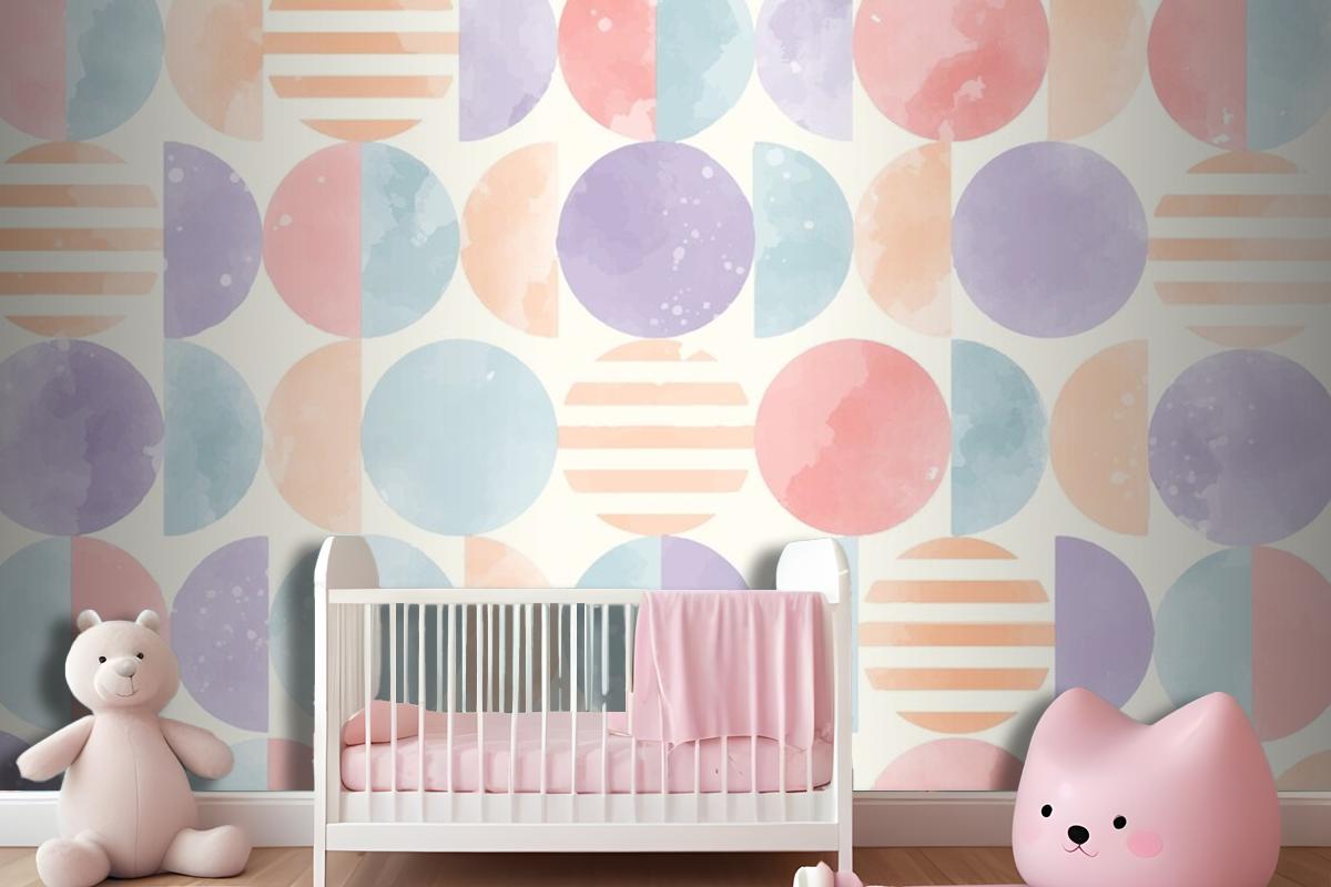 Watercolor Geometric Background Girl Wallpaper Mural