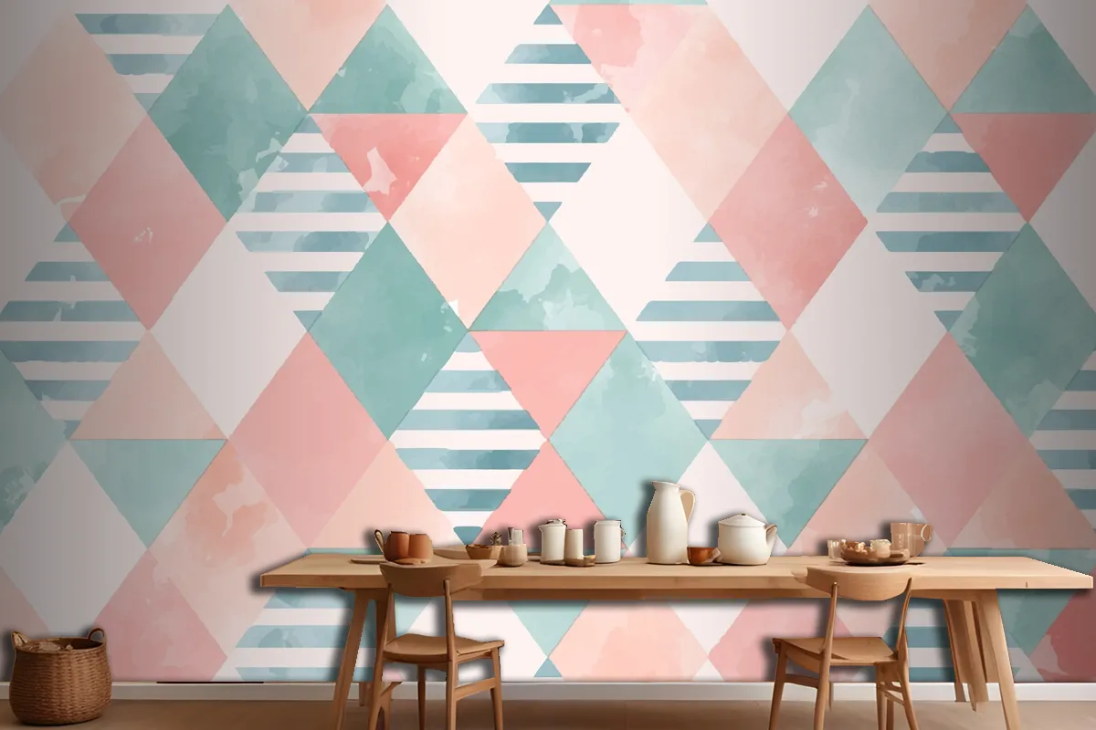 Watercolor Geometric Background Kitchen Wallpaper Mural