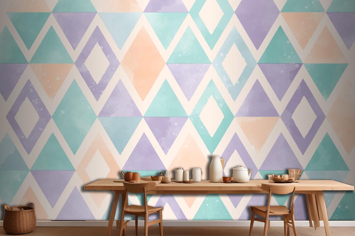 Watercolor Geometric Kitchen Wallpaper Mural