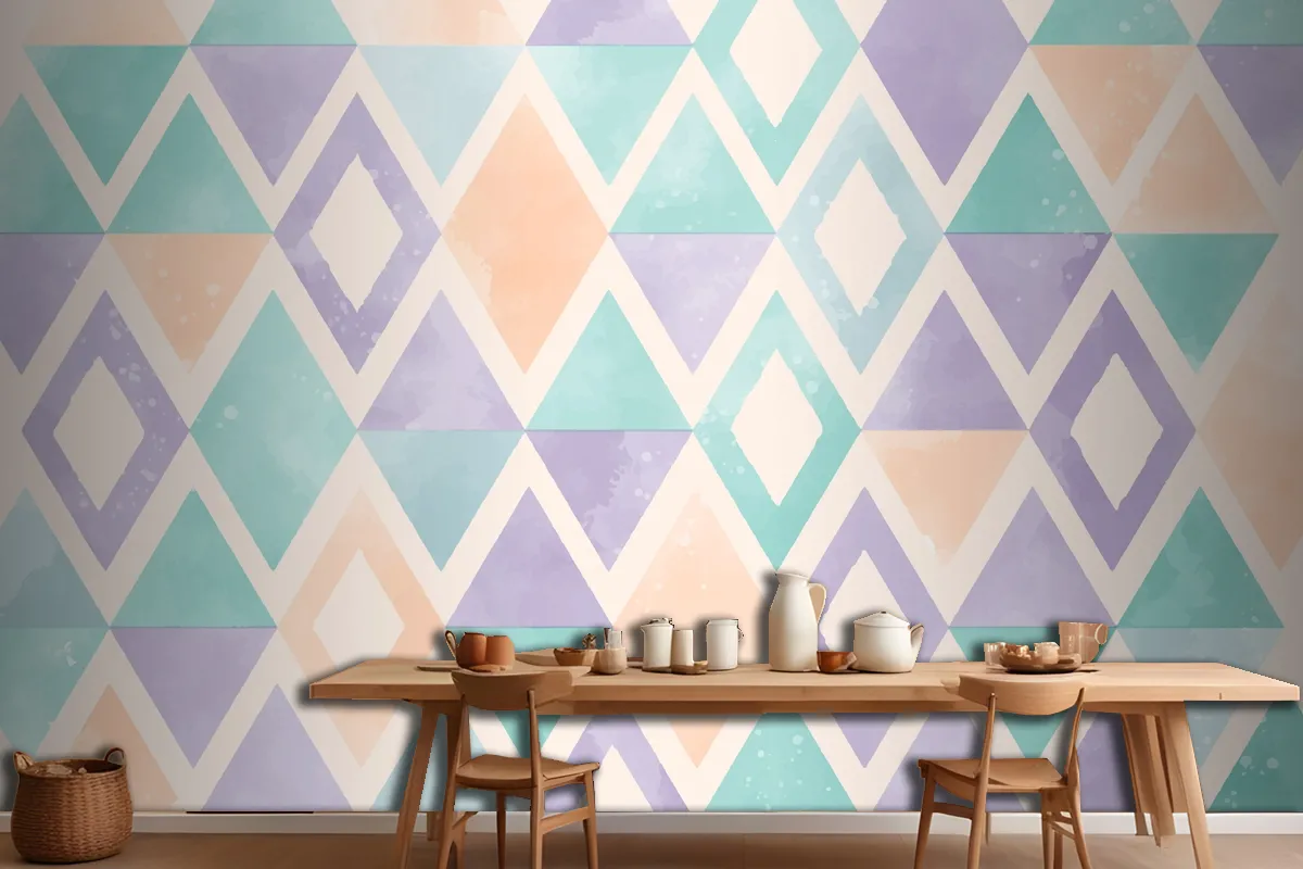 Watercolor Geometric Kitchen Wallpaper Mural