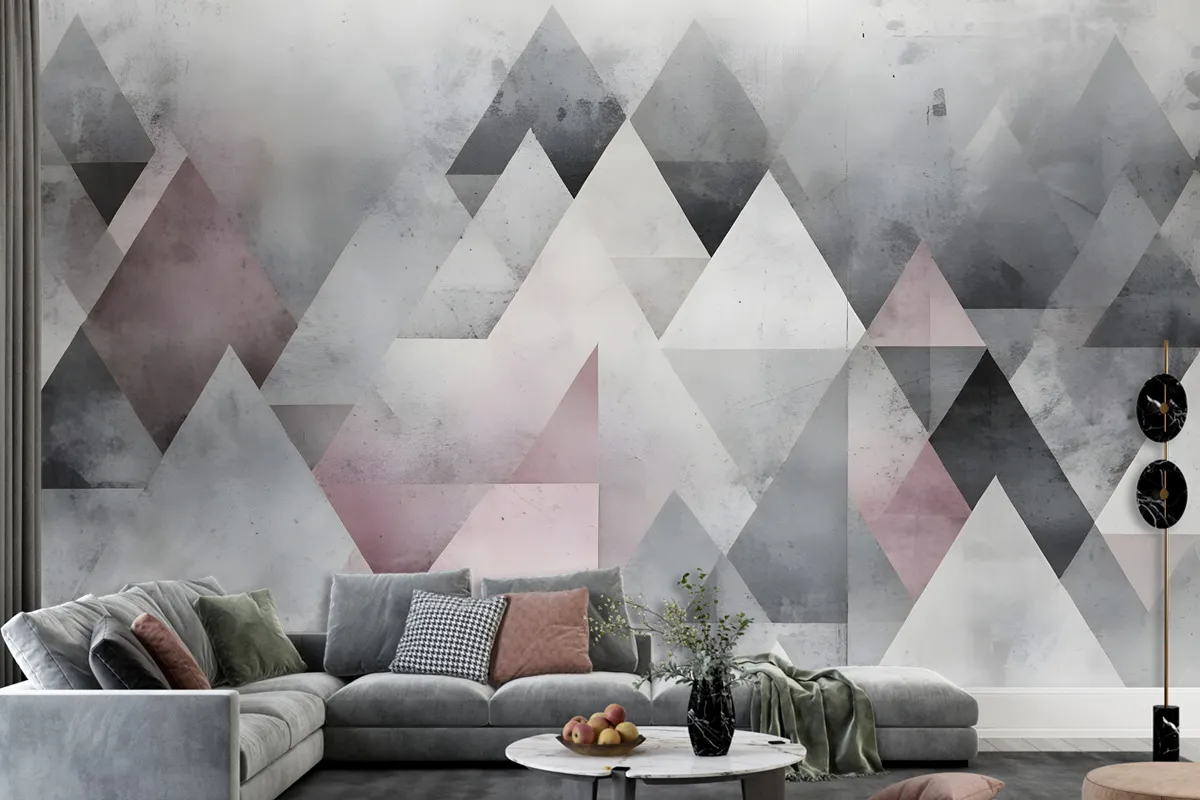 Watercolor Geometric Triangle Pattern Wallpaper Mural