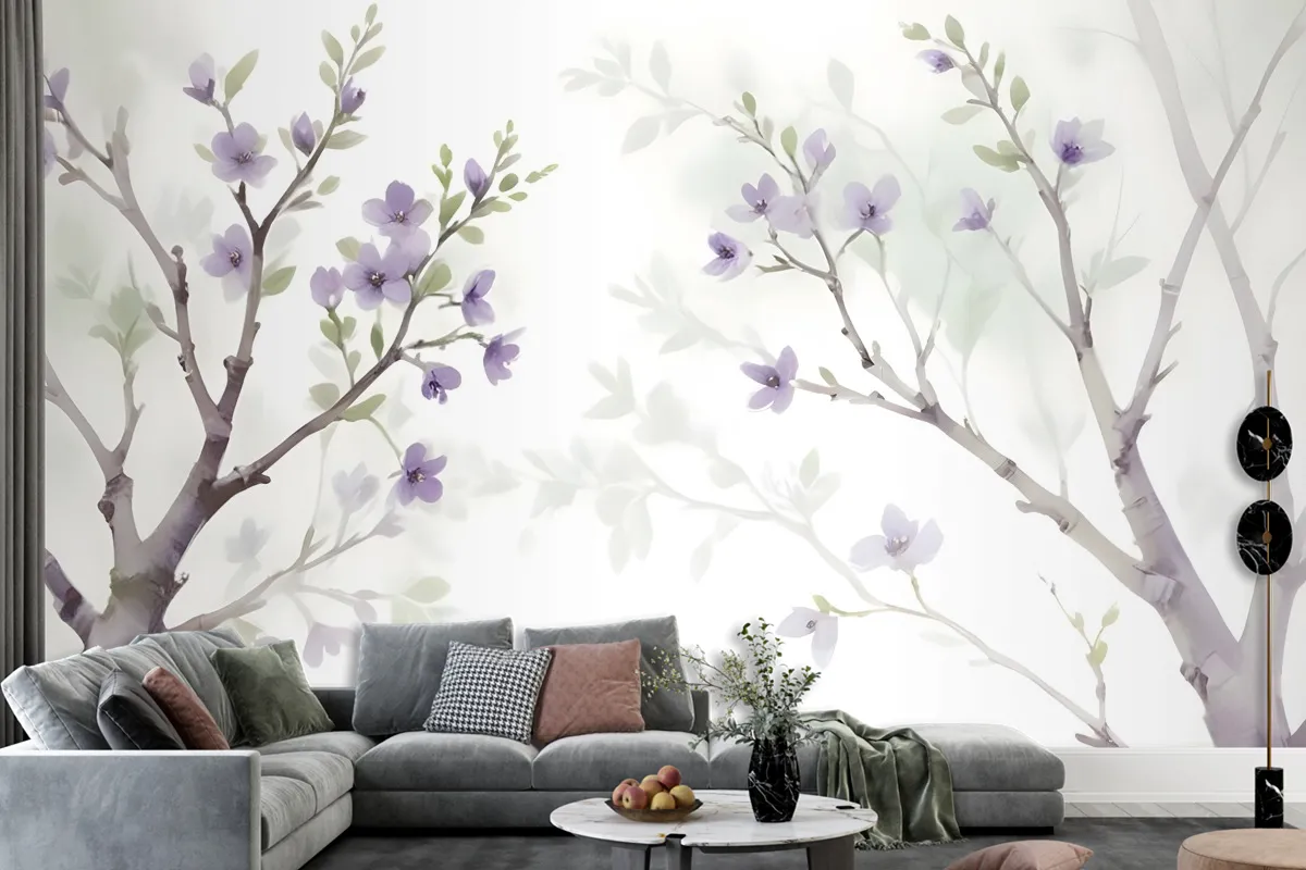 Watercolor Magnolia Floral Wallpaper Mural