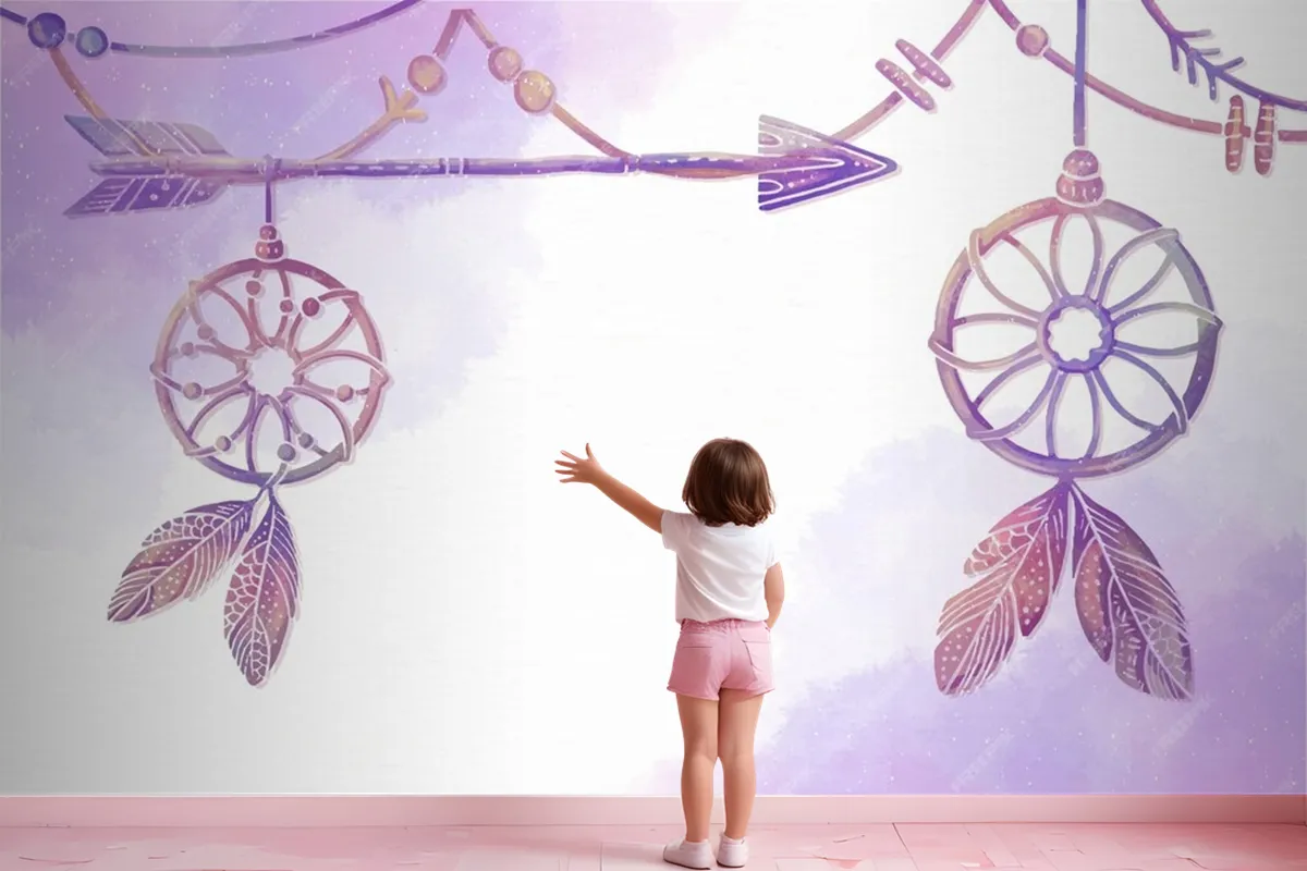 Watercolor Painted Boho Background Wallpaper Mural