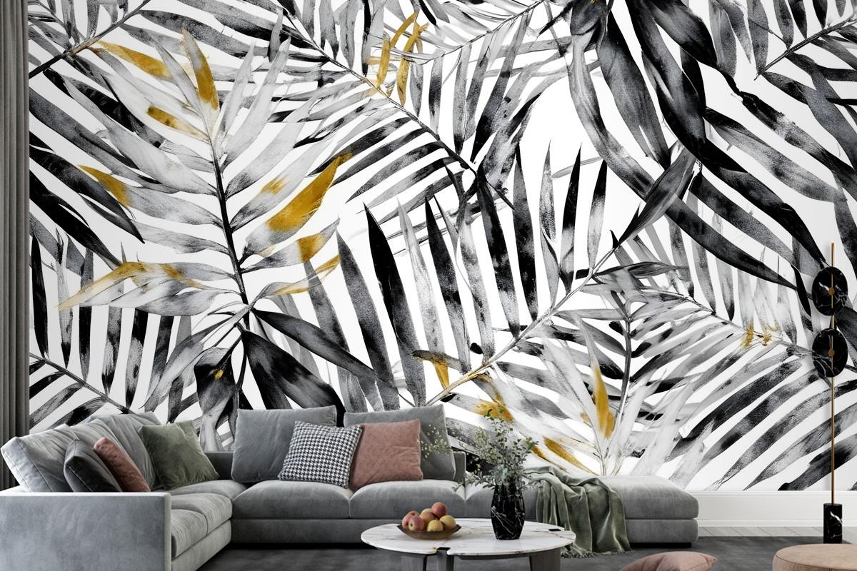 Watercolor Palm Leaf Pattern Wallpaper