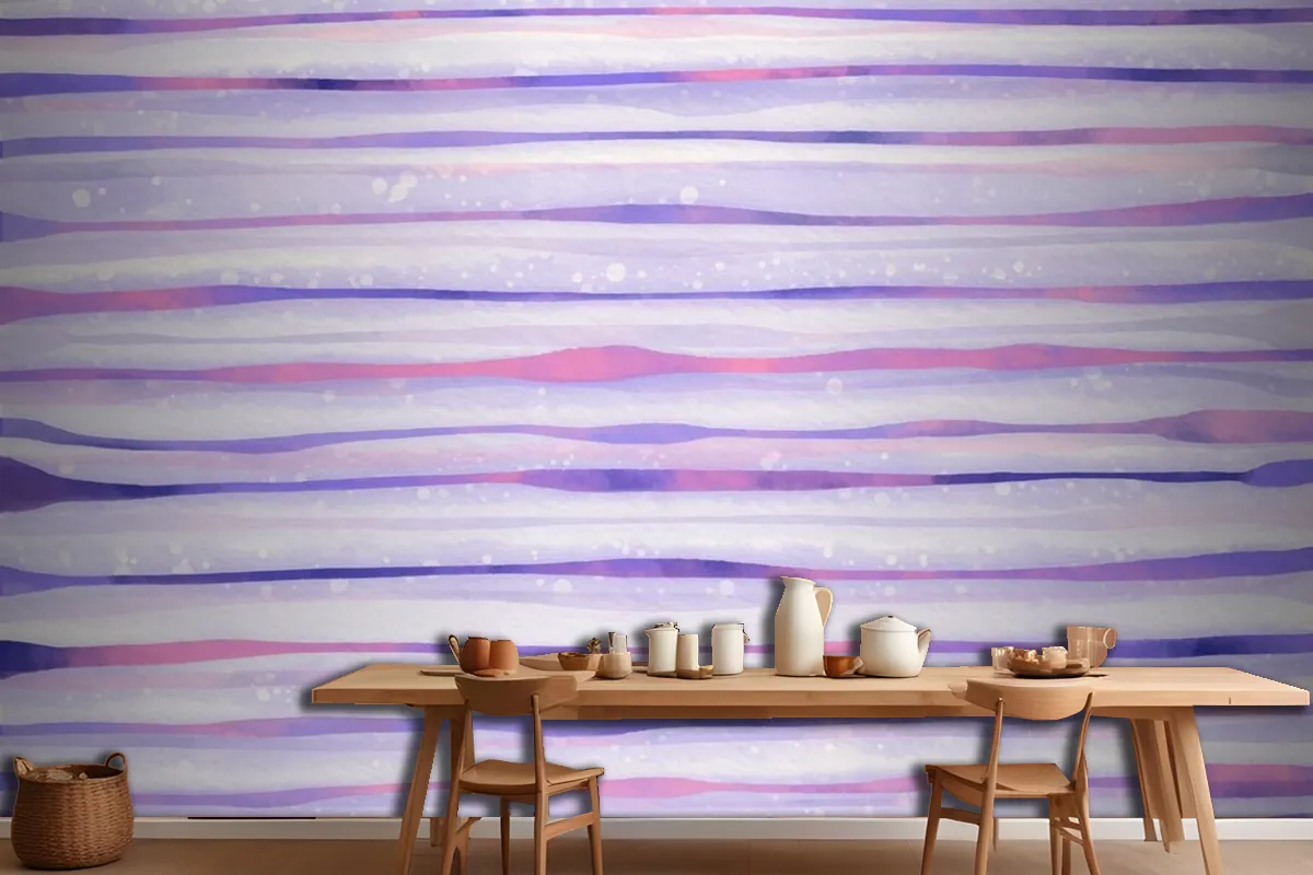 Watercolor Purple Striped Background Wallpaper Mural