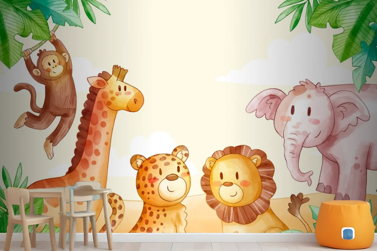 Watercolor Safari Background Wallpaper Mural