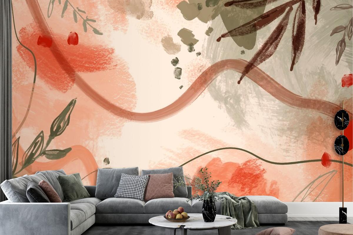 Watercolor Terracotta Pattern Design Wallpaper Mural