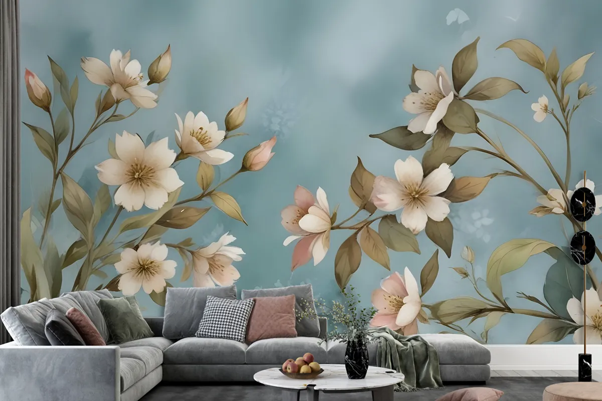 Watercolor Vintage Floral Wallpaper Mural