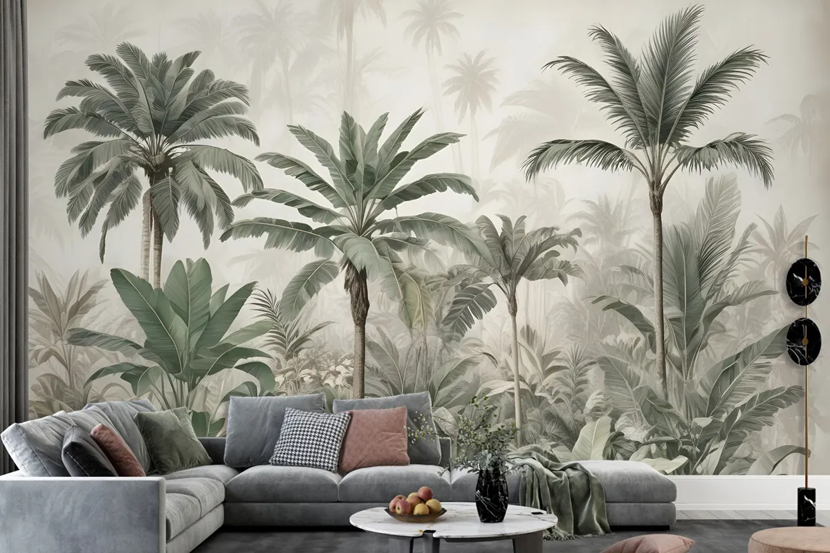 Watercolor Vintage Tropical Forest Wallpaper Mural