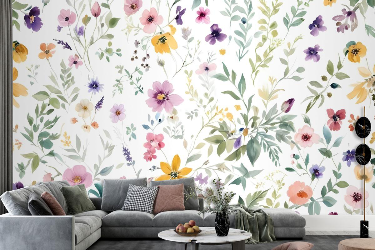 Watercolor Wildflower Wallpaper Mural